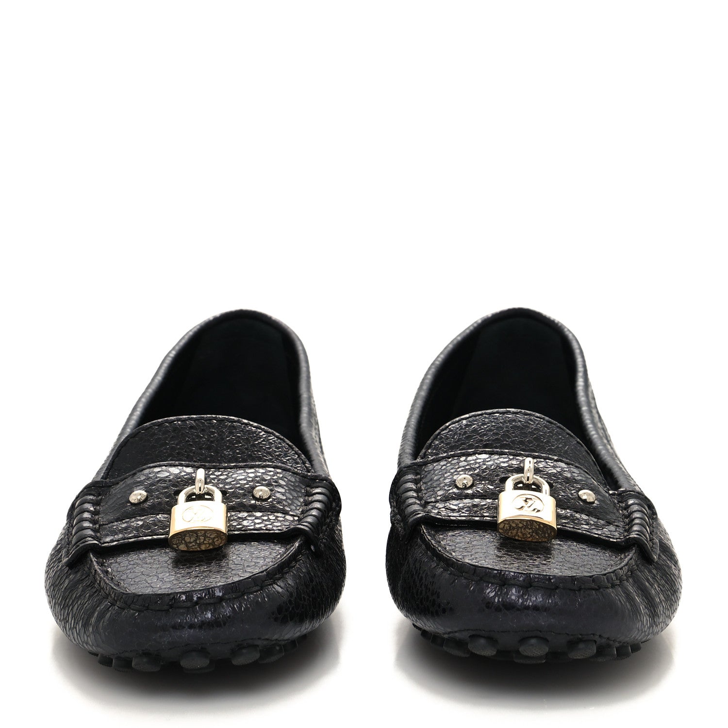 Louis Vuitton Calfskin Lock Mocassin Loafers 40 Black 2 of 7