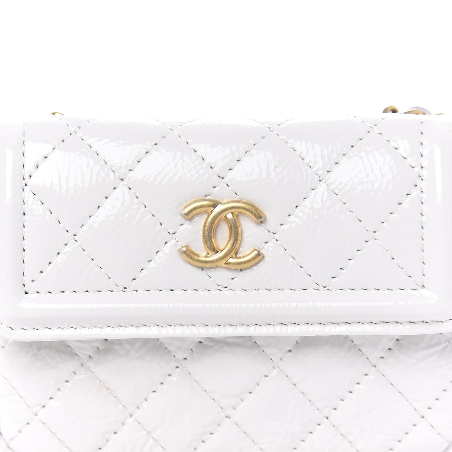 Chanel Shiny Aged Calfskin Quilted Waist Belt Bag White 11 of 11