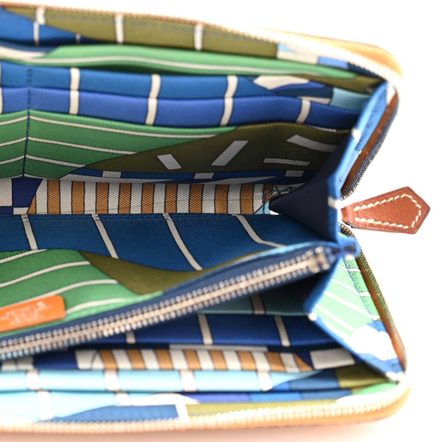 Hermes Epsom Silk'In Wallet Toffee Mykonos Bleu Ciel 7 of 11