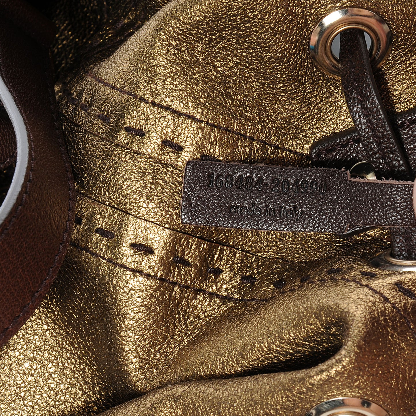 Leather Reversible Double Sac Y Tote Gold Brown