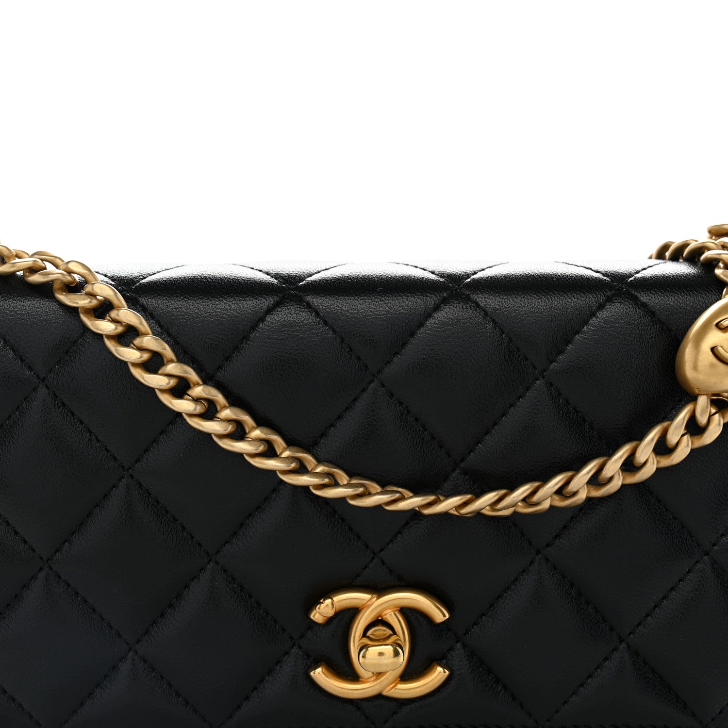 Chanel Lambskin Quilted Sweetheart Wallet On Chain WOC Black 10 of 14