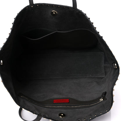 Valentino Garavani Grained Calfskin Rockstud Shoulder Tote Graphite 4 of 11