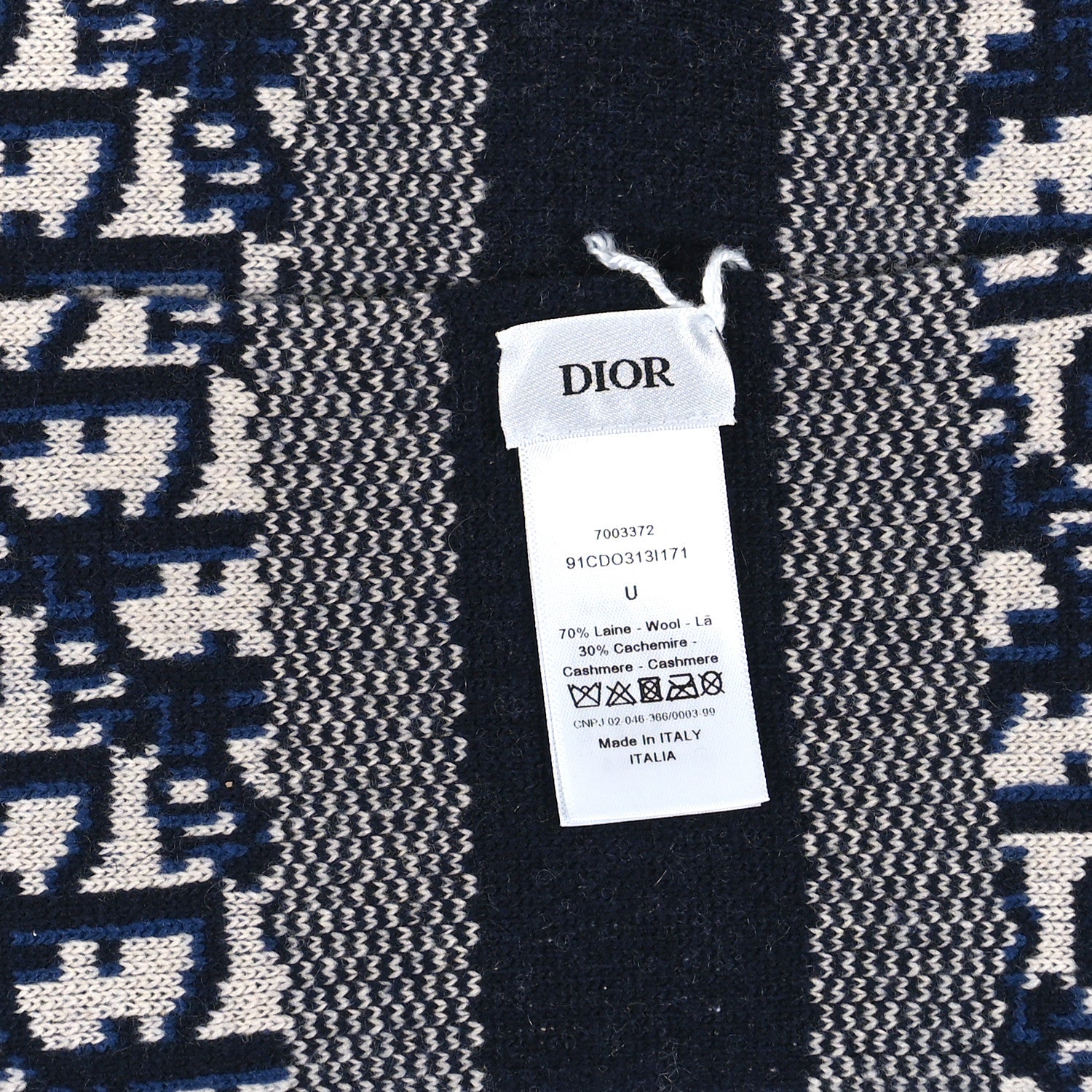 Christian Dior Wool Cashmere Oblique Scarf Beige Blue Black 3 of 3