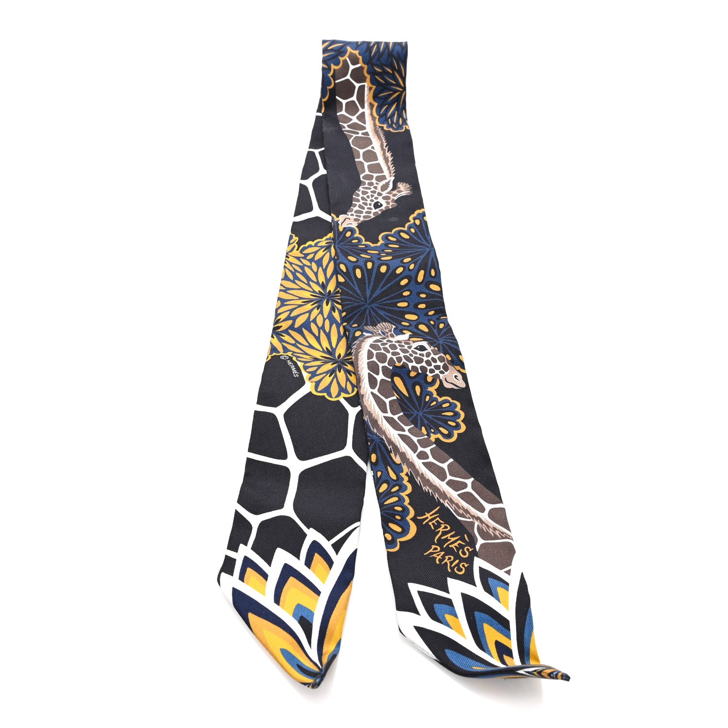 Hermes Silk Three Graces Twilly Black Gold Taupe 2 of 3