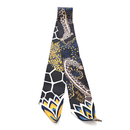 Hermes Silk Three Graces Twilly Black Gold Taupe 2 of 3