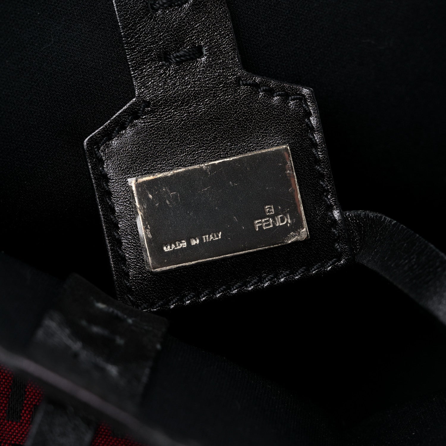 Fendi Zucchino Tote Red Black 8 of 13