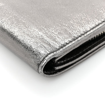 Saint Laurent Metallic Calfskin Monogram Belle De Jour Clutch Silver 15 of 16