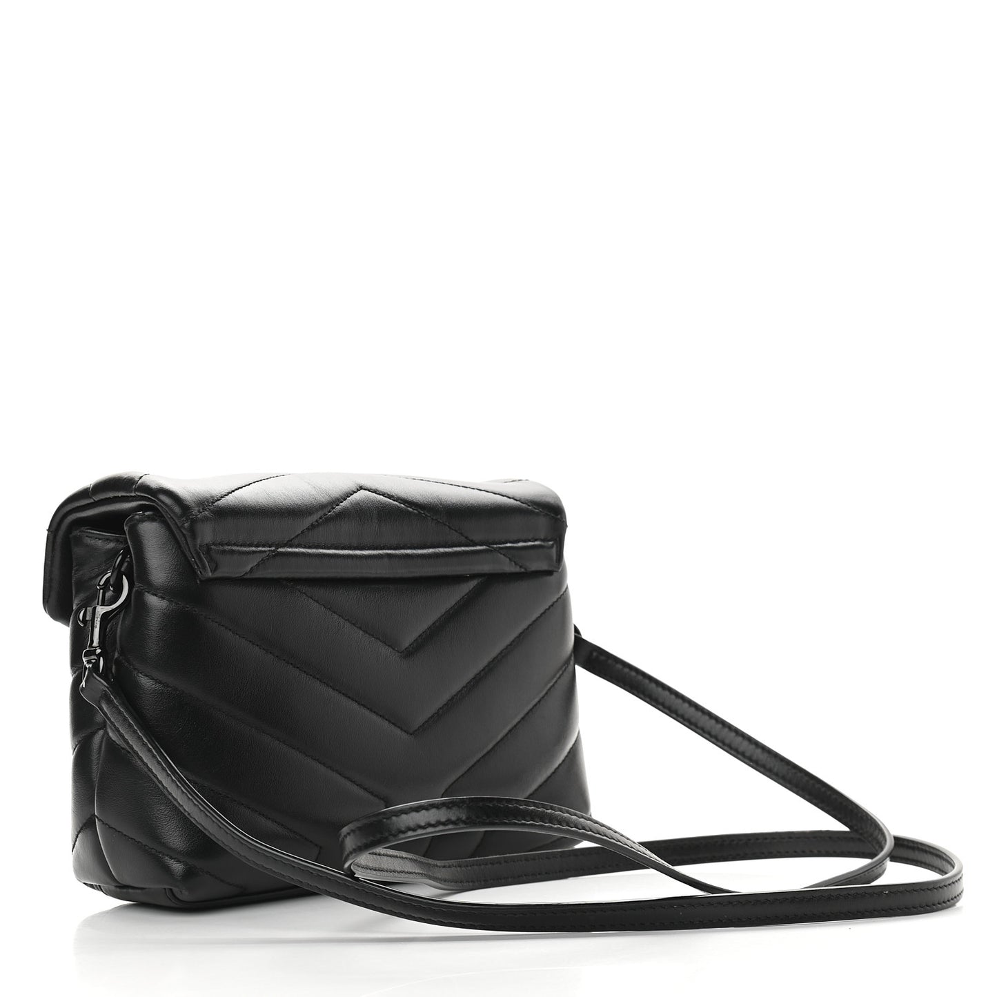 Calfskin Y Quilted Monogram Toy Loulou Crossbody Bag Black