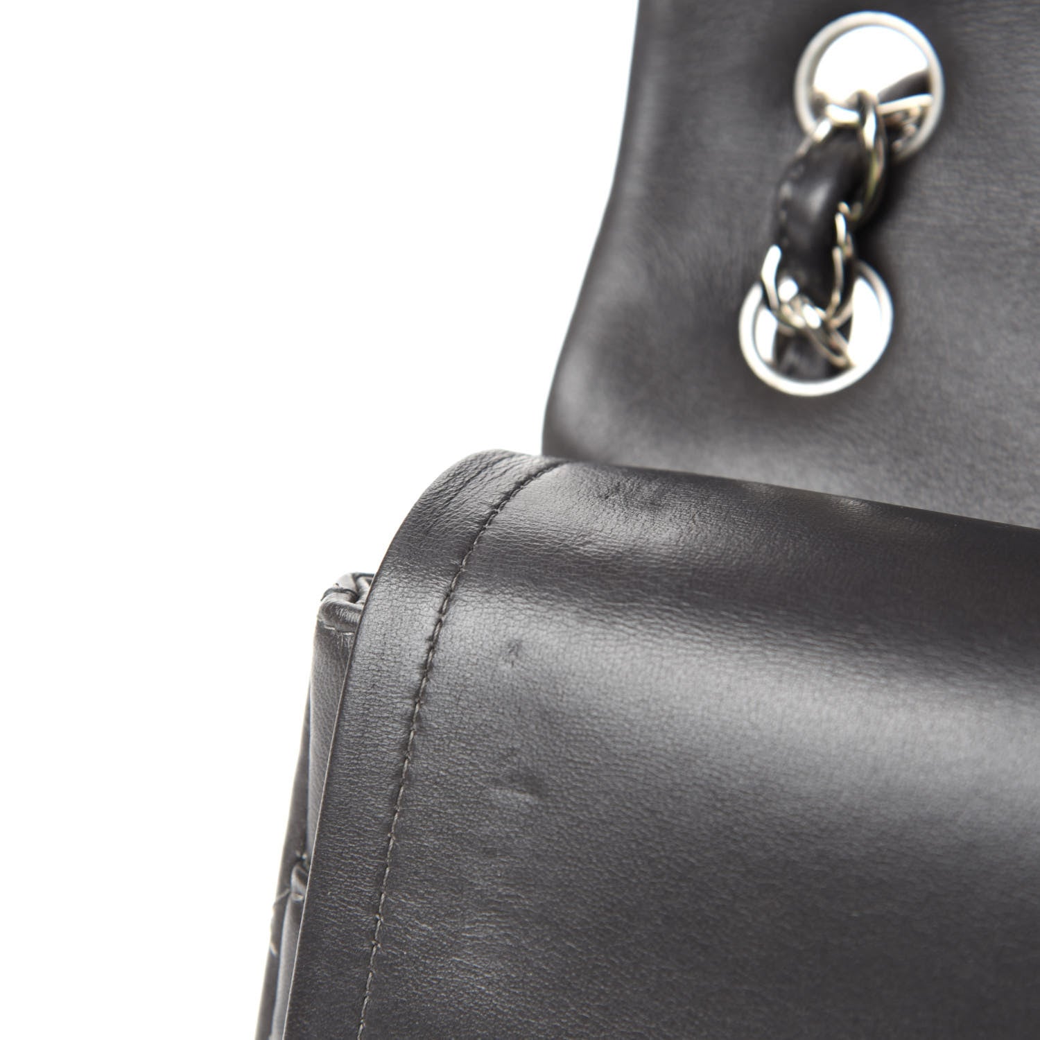 Chanel Lambskin Quilted Jumbo Double Flap Dark Grey 9 of 12