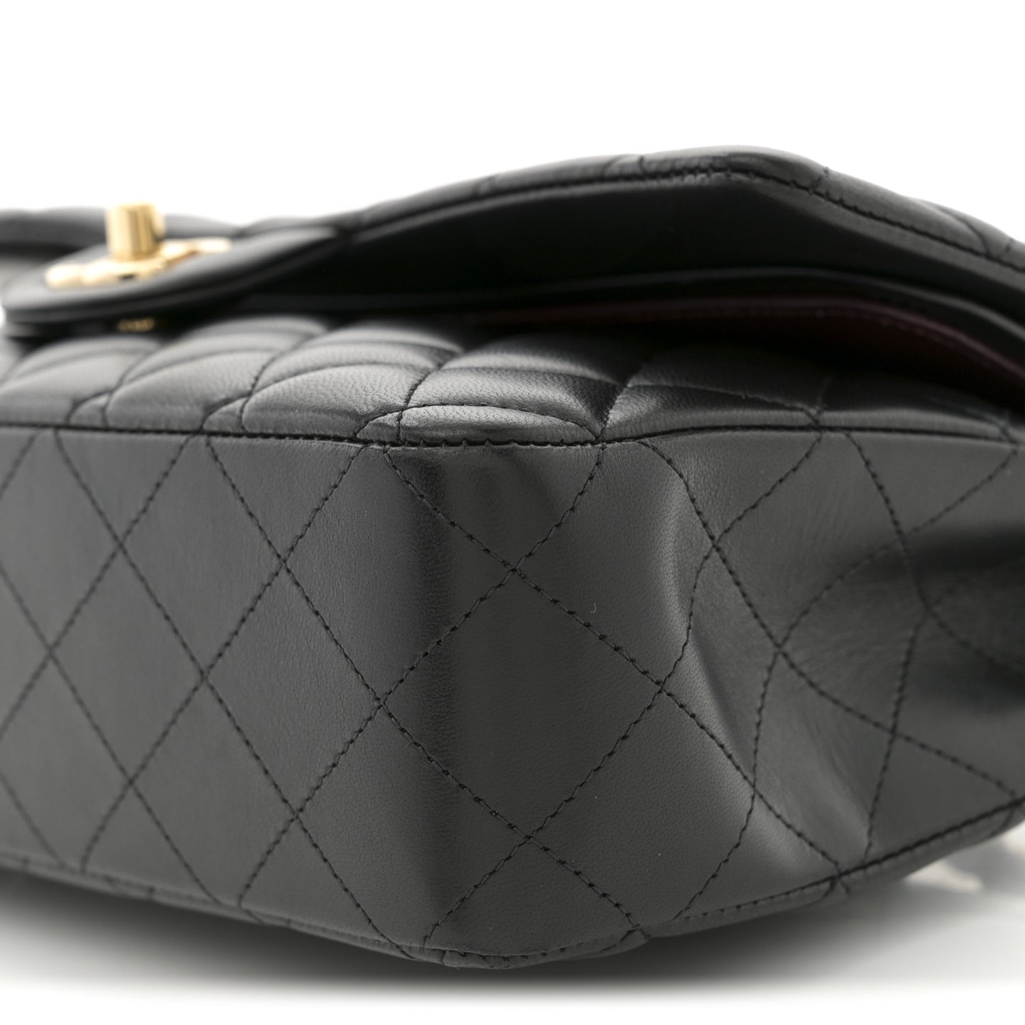 Lambskin Quilted Medium Double Flap Black