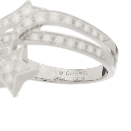 Chanel 18K White Gold Diamond Etolie Filante Ring 60 9 4 of 6
