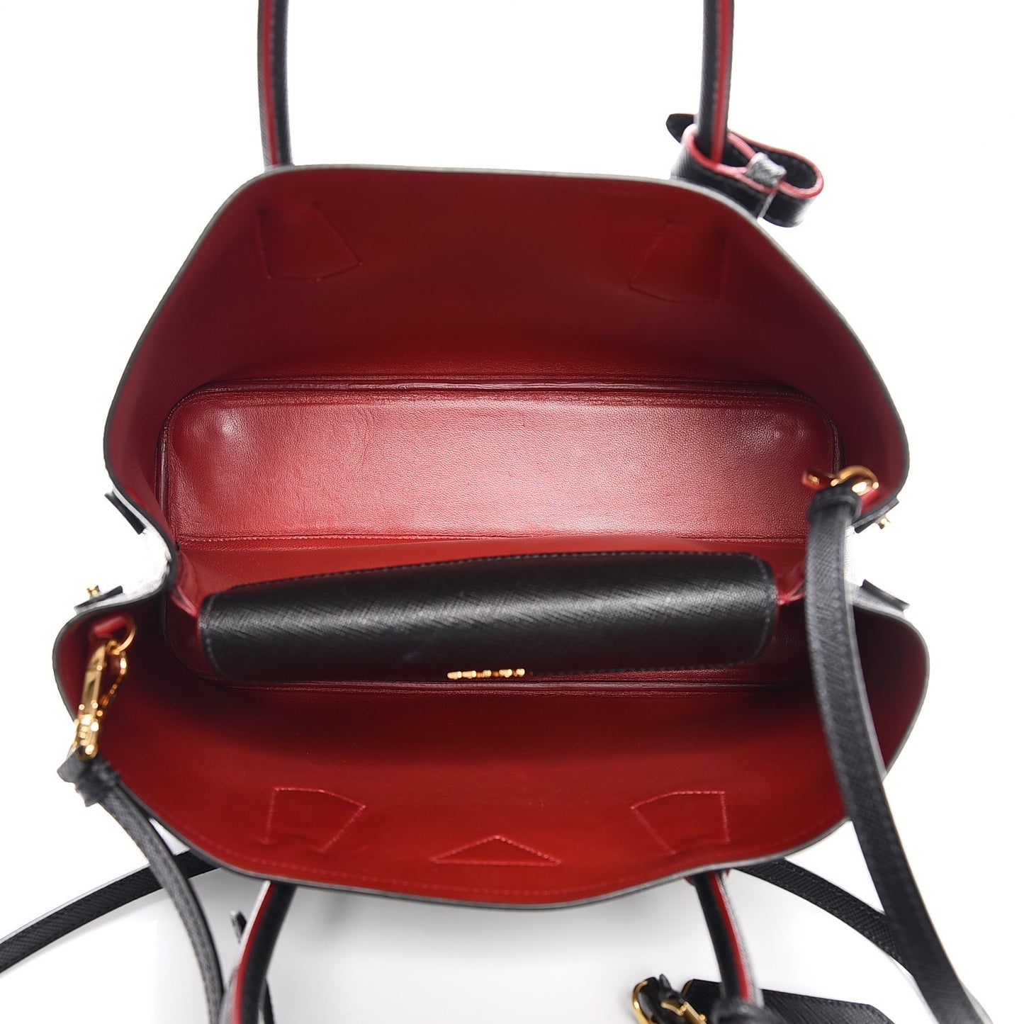 Saffiano Cuir Medium Double Bag Black Fuoco