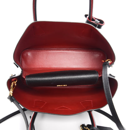 Prada Saffiano Cuir Medium Double Bag Black Fuoco 6 of 9