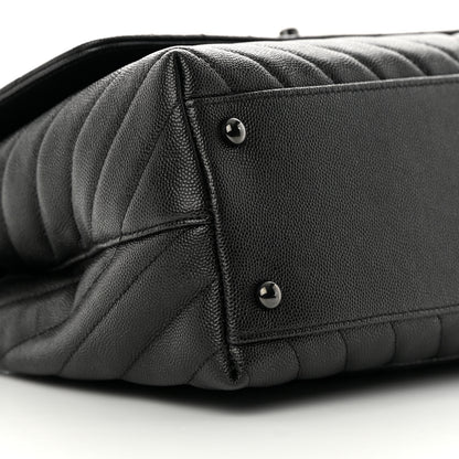 Chanel Caviar Chevron Quilted Small Coco Handle Flap So Black 9 of 12