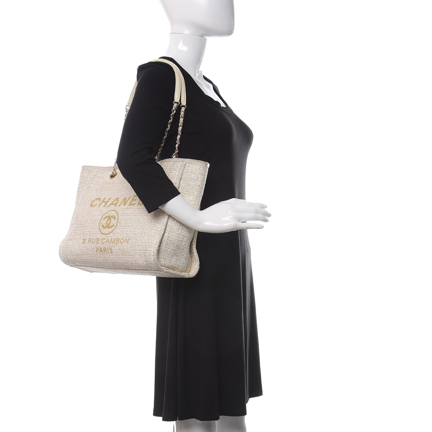 Chanel Mixed Fibers Small Deauville Tote Light Beige 2 of 10