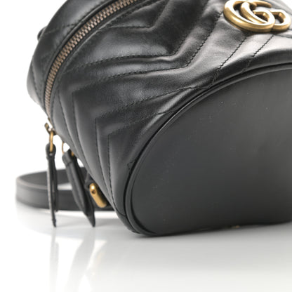 Gucci Calfskin Matelasse Mini GG Marmont Round Backpack Black 9 of 11
