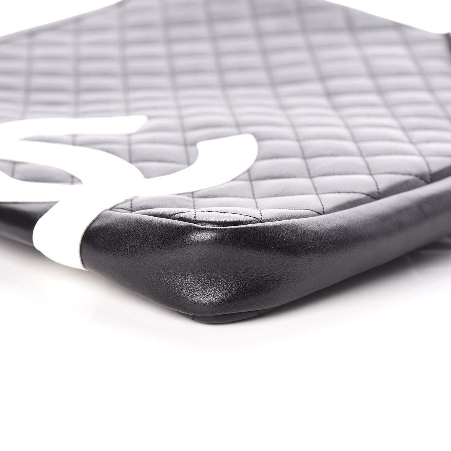 Calfskin Quilted Large Cambon Messenger Black White