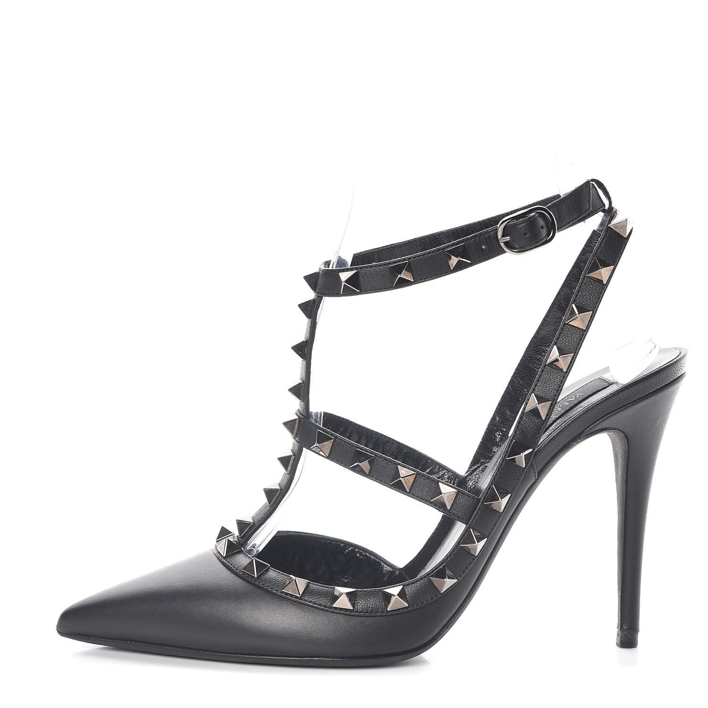 Nappa Rockstud Ankle Strap Pumps 38.5 Black