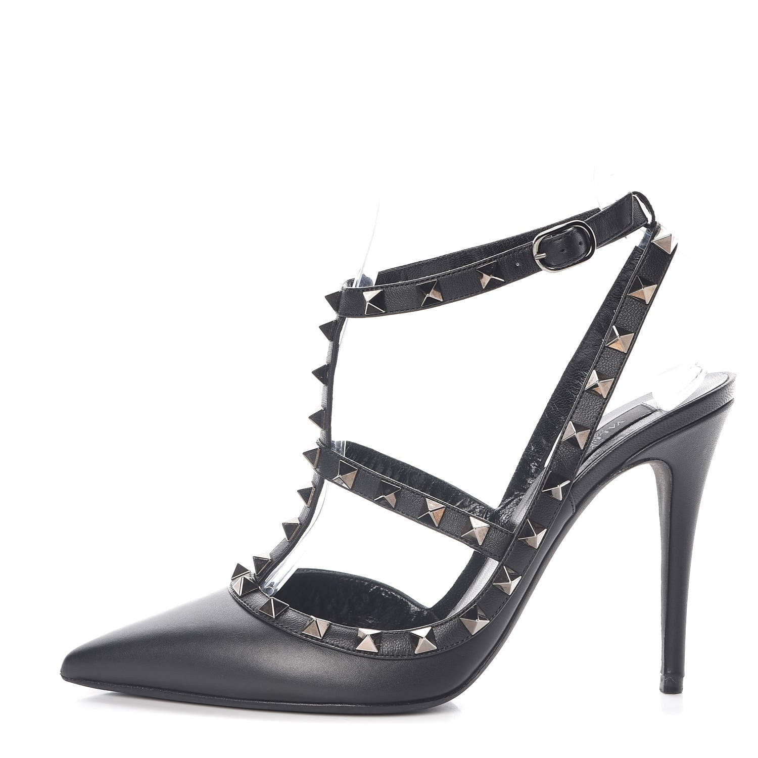 Valentino Garavani Nappa Rockstud Ankle Strap Pumps 38.5 Black 1 of 9