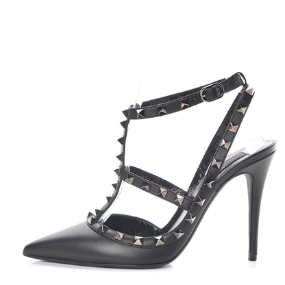 Valentino Garavani Nappa Rockstud Ankle Strap Pumps 38.5 Black 1 of 9