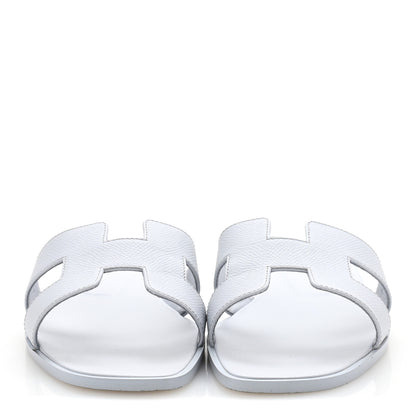 Hermes Epsom Oran Sandals 39.5 Bleu Glacier 3 of 11