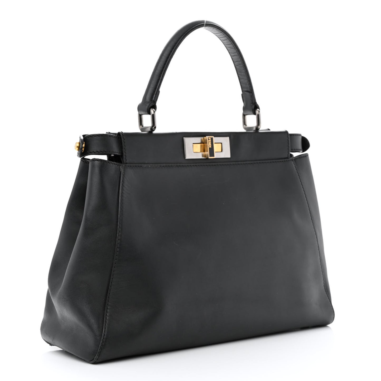 Vitello Suede Medium Peekaboo Iconic Satchel Black