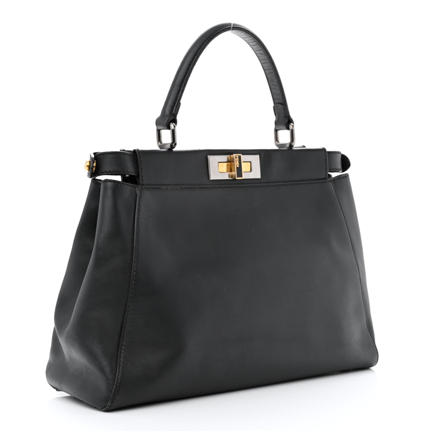 Fendi Vitello Suede Medium Peekaboo Iconic Satchel Black 3 of 11