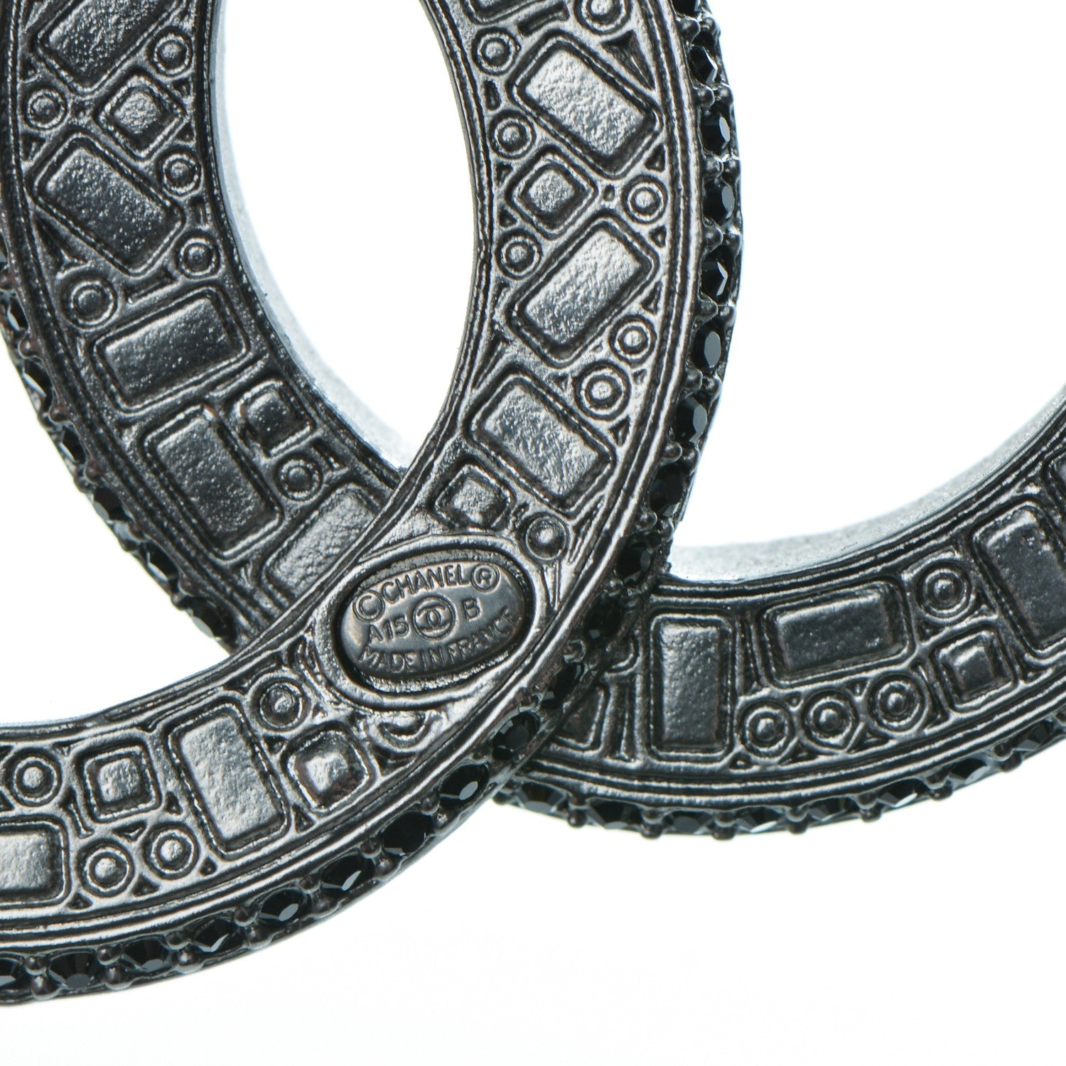 Chanel Baguette Crystal CC Brooch Silver Black 4 of 4