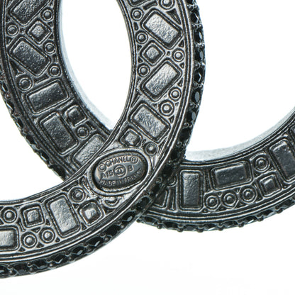 Chanel Baguette Crystal CC Brooch Silver Black 4 of 4