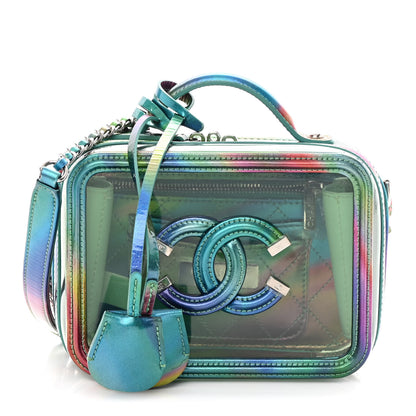 Chanel PVC Patent Calfskin Patent Lambskin Small CC Vanity Case Green 1 of 13
