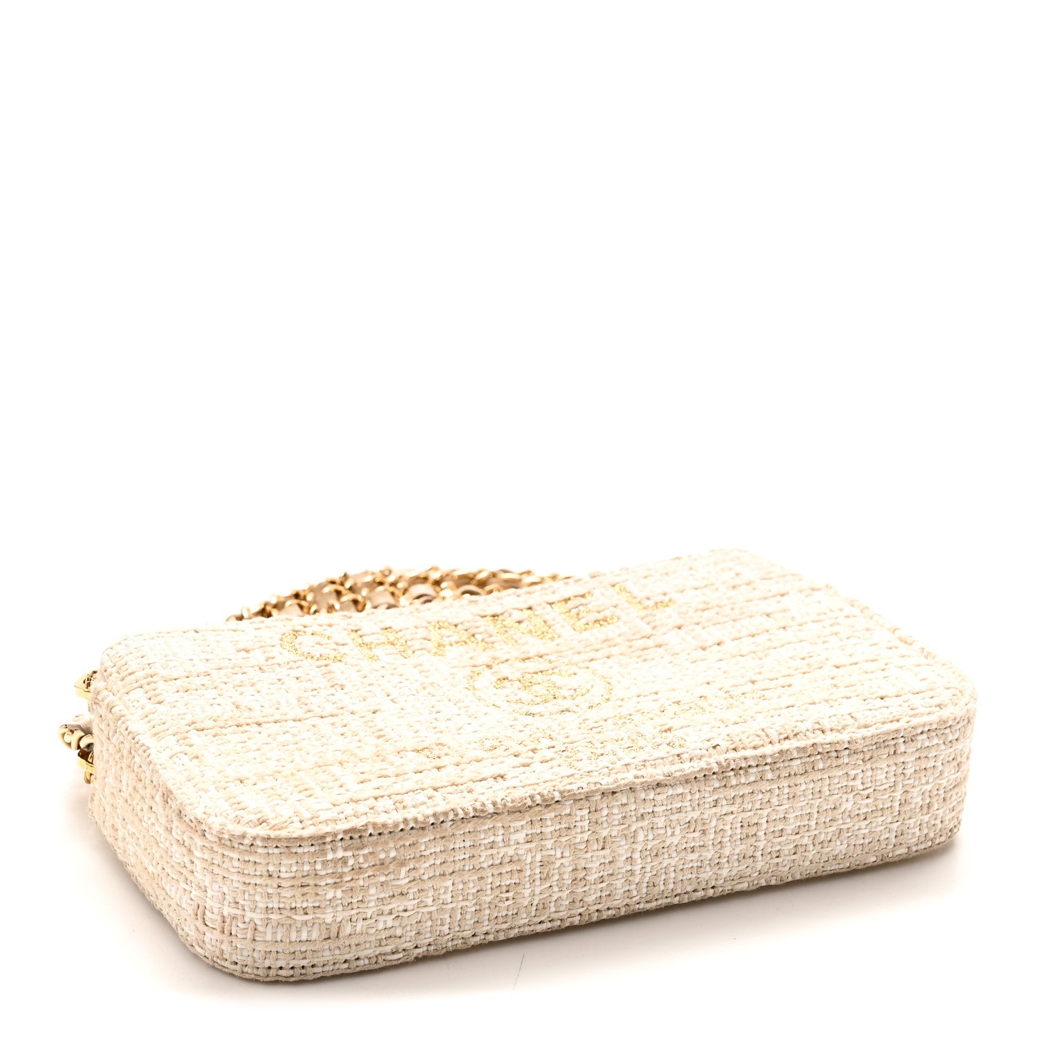 Chanel Canvas Small Deauville Clutch With Chain Light Beige 4 of 12