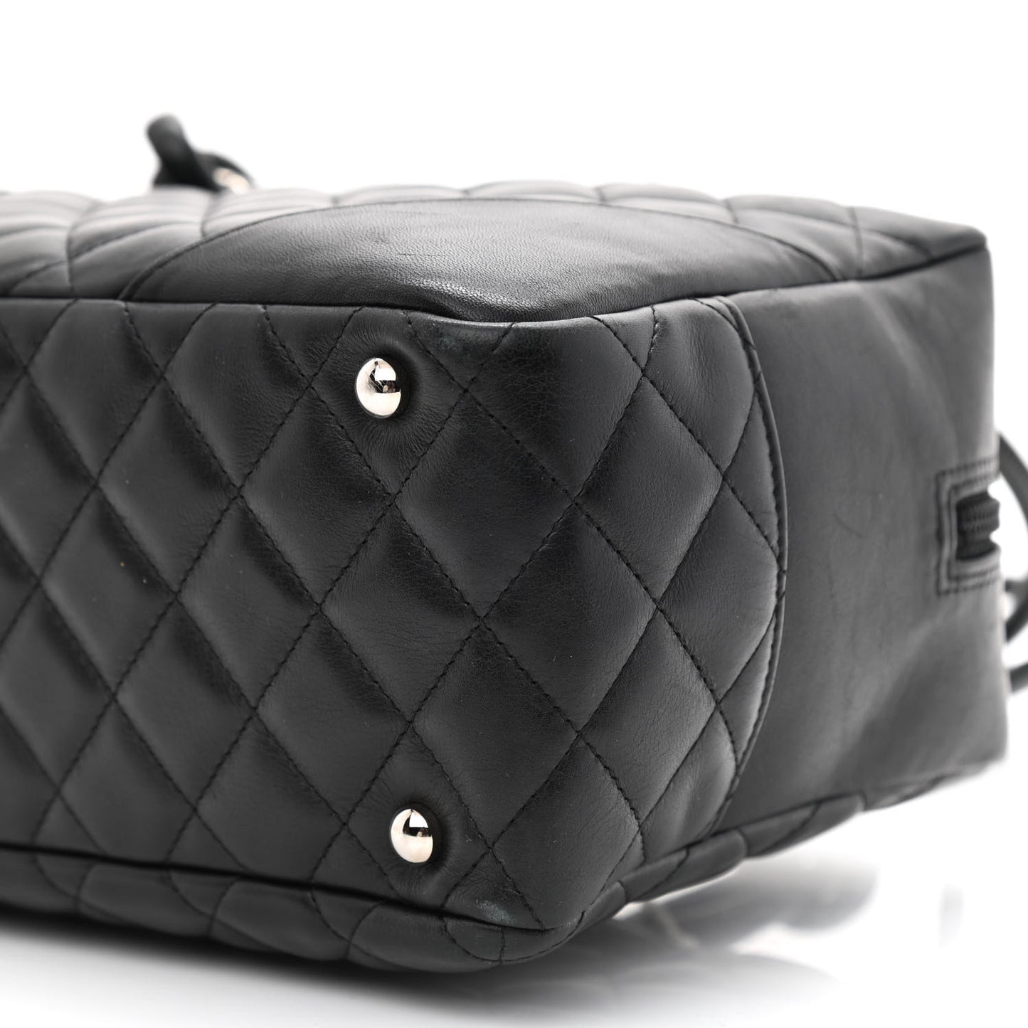 Calfskin Quilted Large Cambon Bowler Black