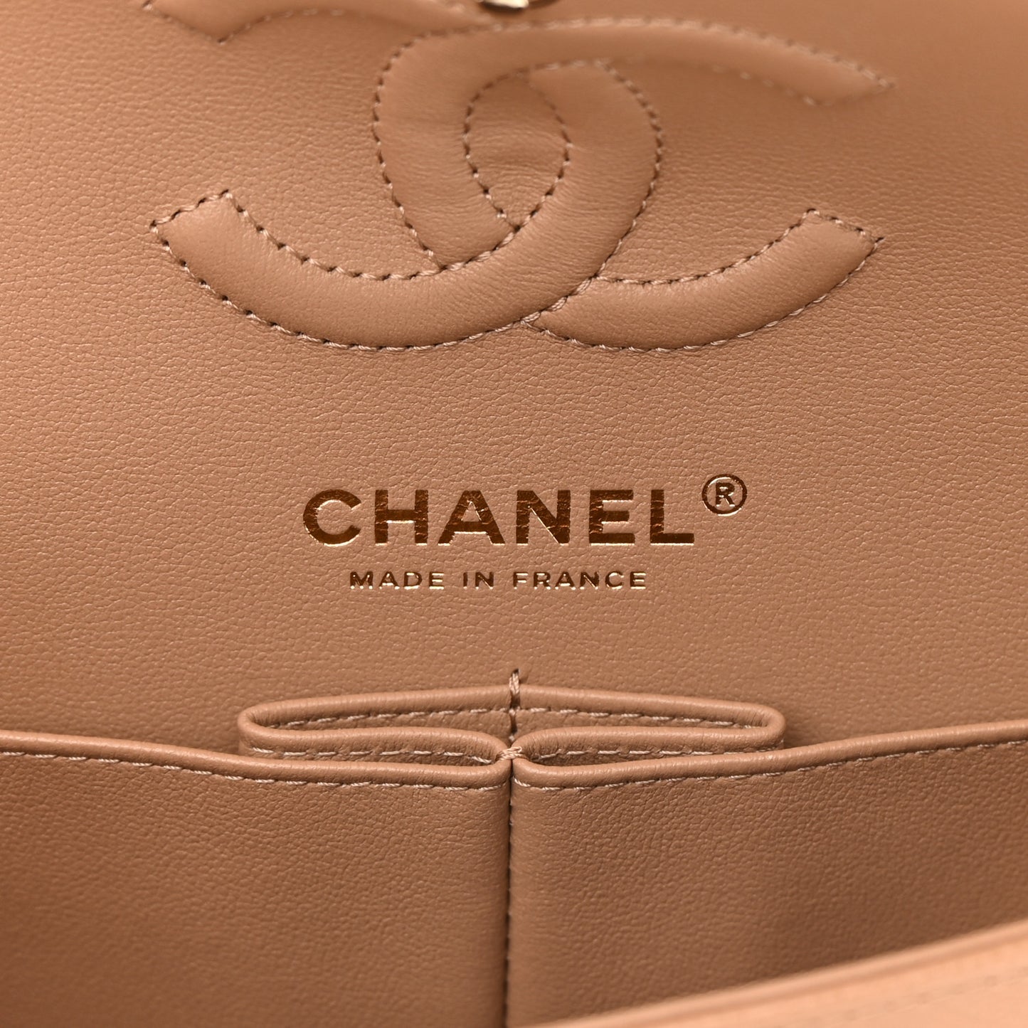 Caviar Quilted Small Double Flap Dark Beige