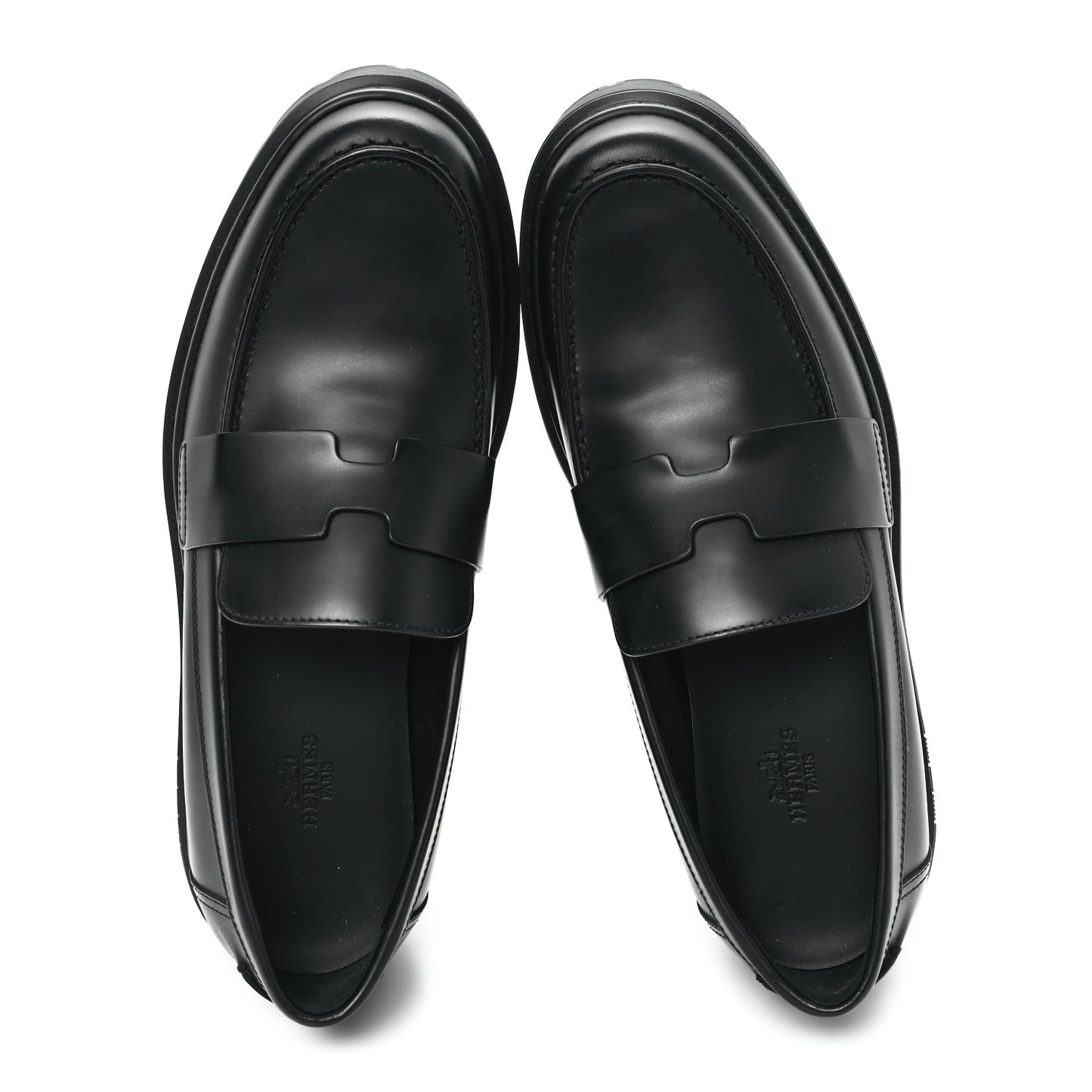 Glazed Calfskin Womens Hitch Loafers 38 Black