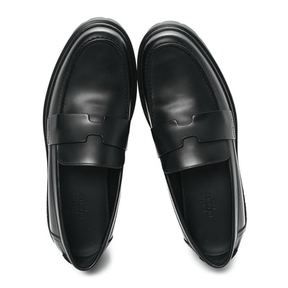 Hermes Glazed Calfskin Womens Hitch Loafers 38 Black 2 of 9