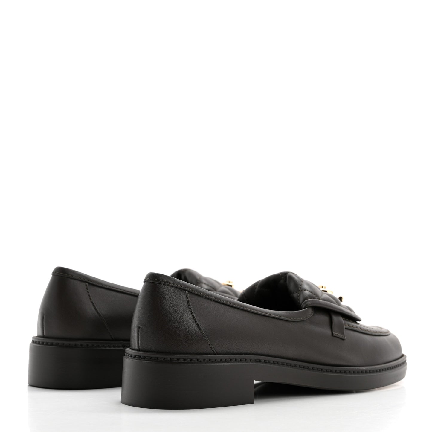 Lambskin Quilted CC Turnlock Loafers 39 Dark Brown
