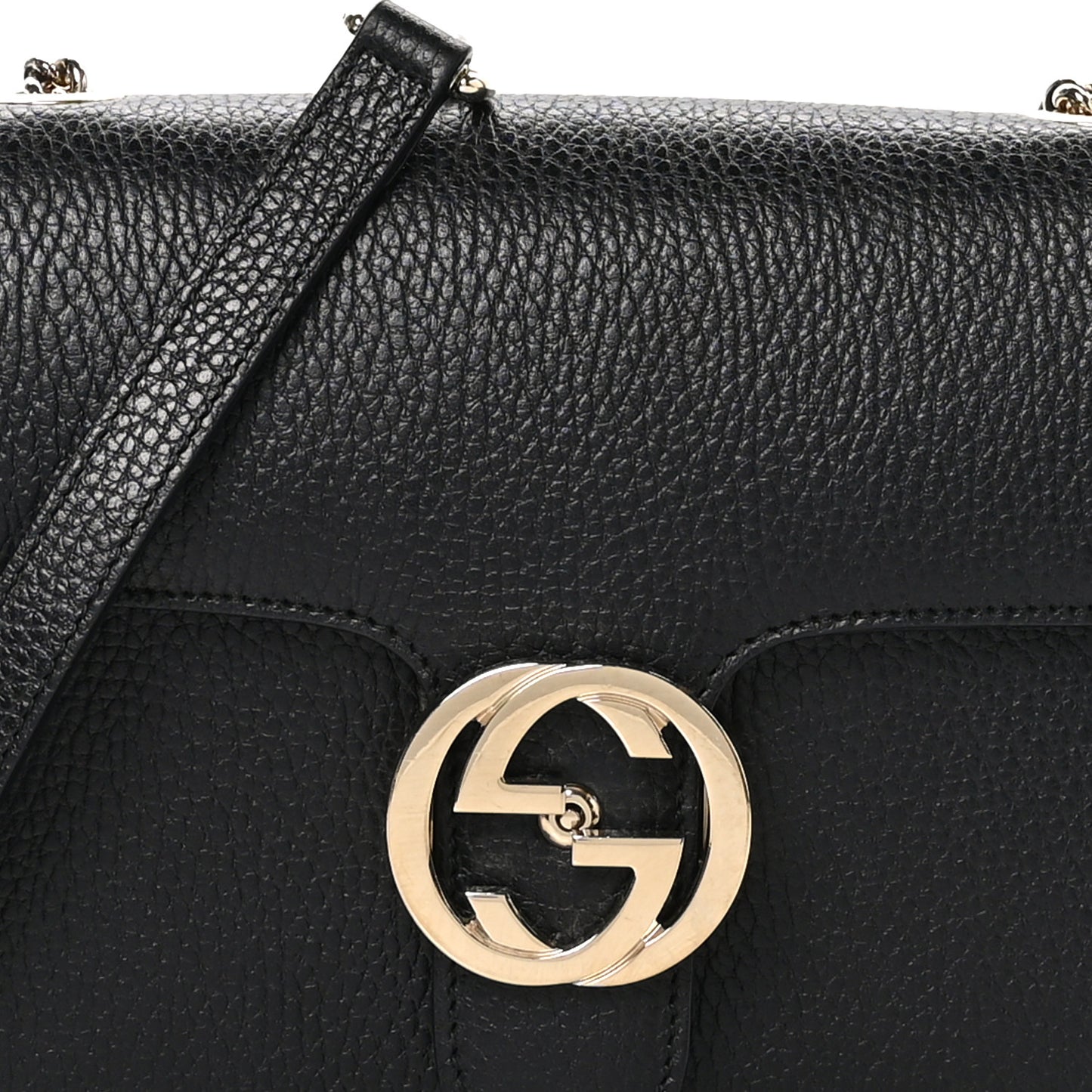 Dollar Calfskin Small Interlocking G Shoulder Bag Black