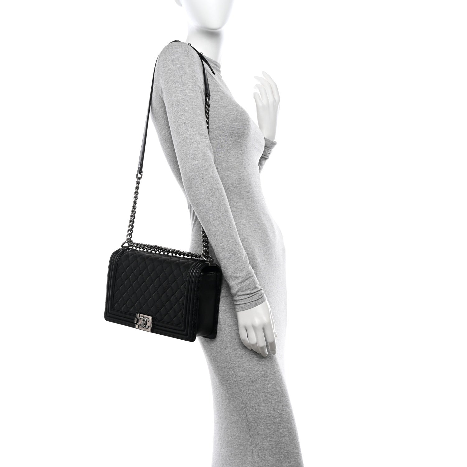 Chanel Lambskin Quilted New Medium Boy Flap Black 2 of 15