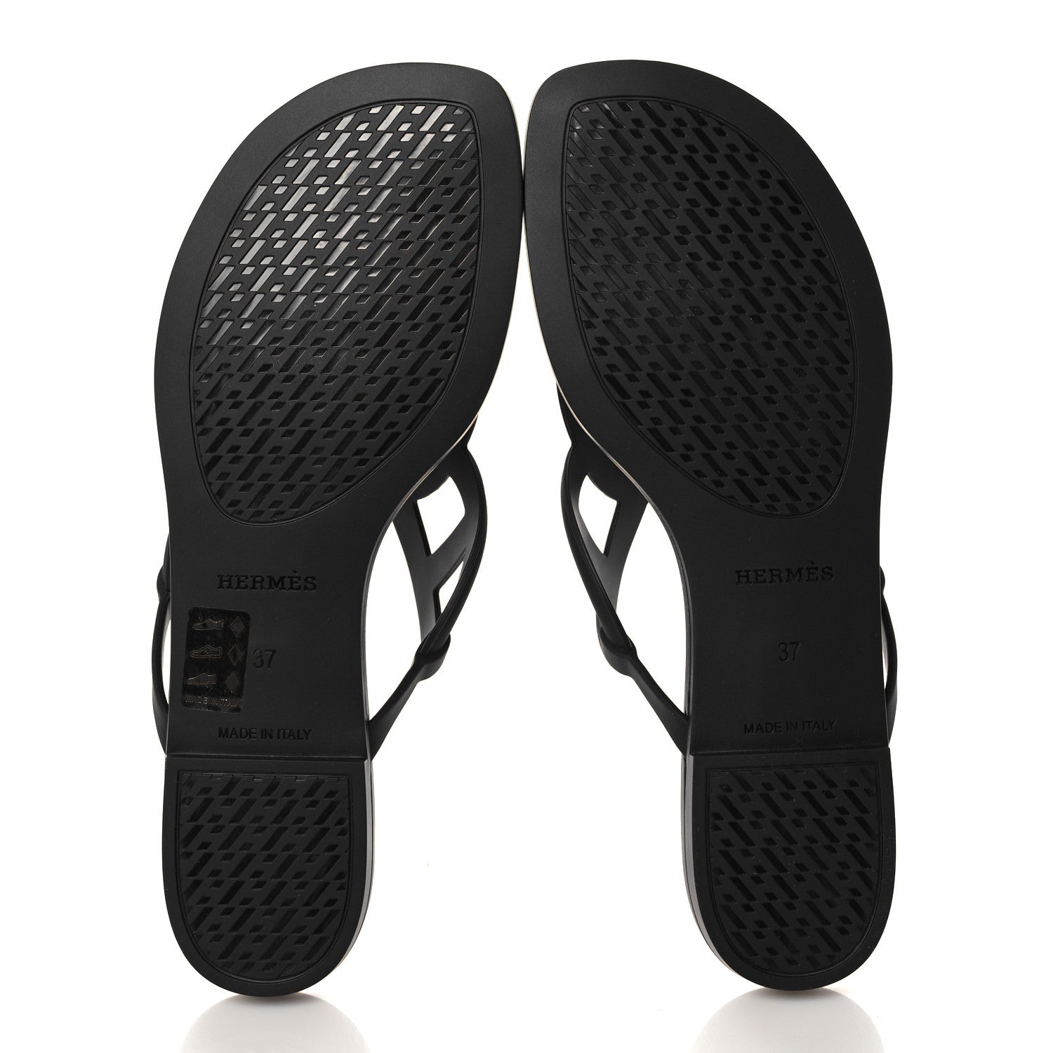 Hermes Rubber Womens Egerie Sandals 37 Black 5 of 9