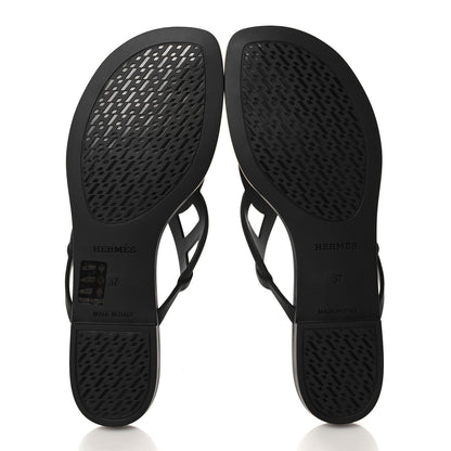 Hermes Rubber Womens Egerie Sandals 37 Black 5 of 9