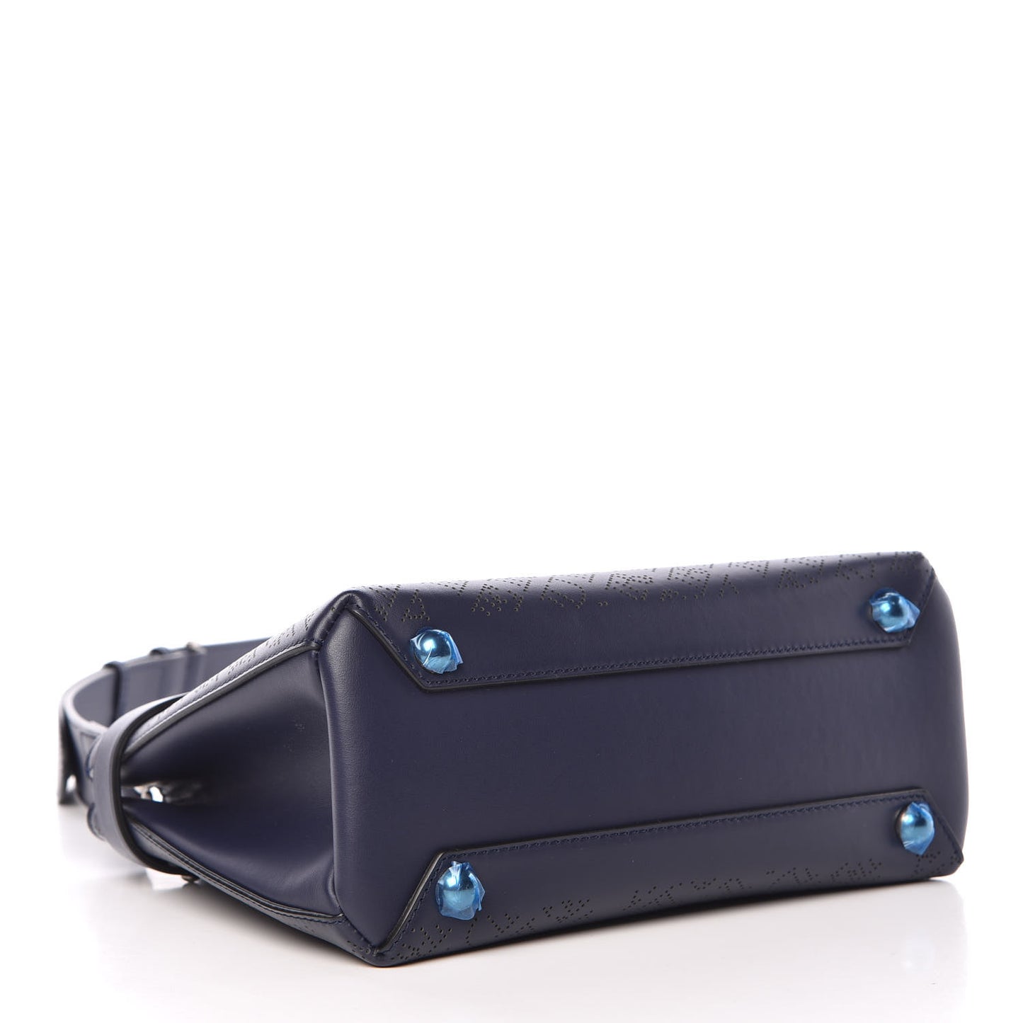Derby Calfskin Perforated Small Banner Tote Regency Blue