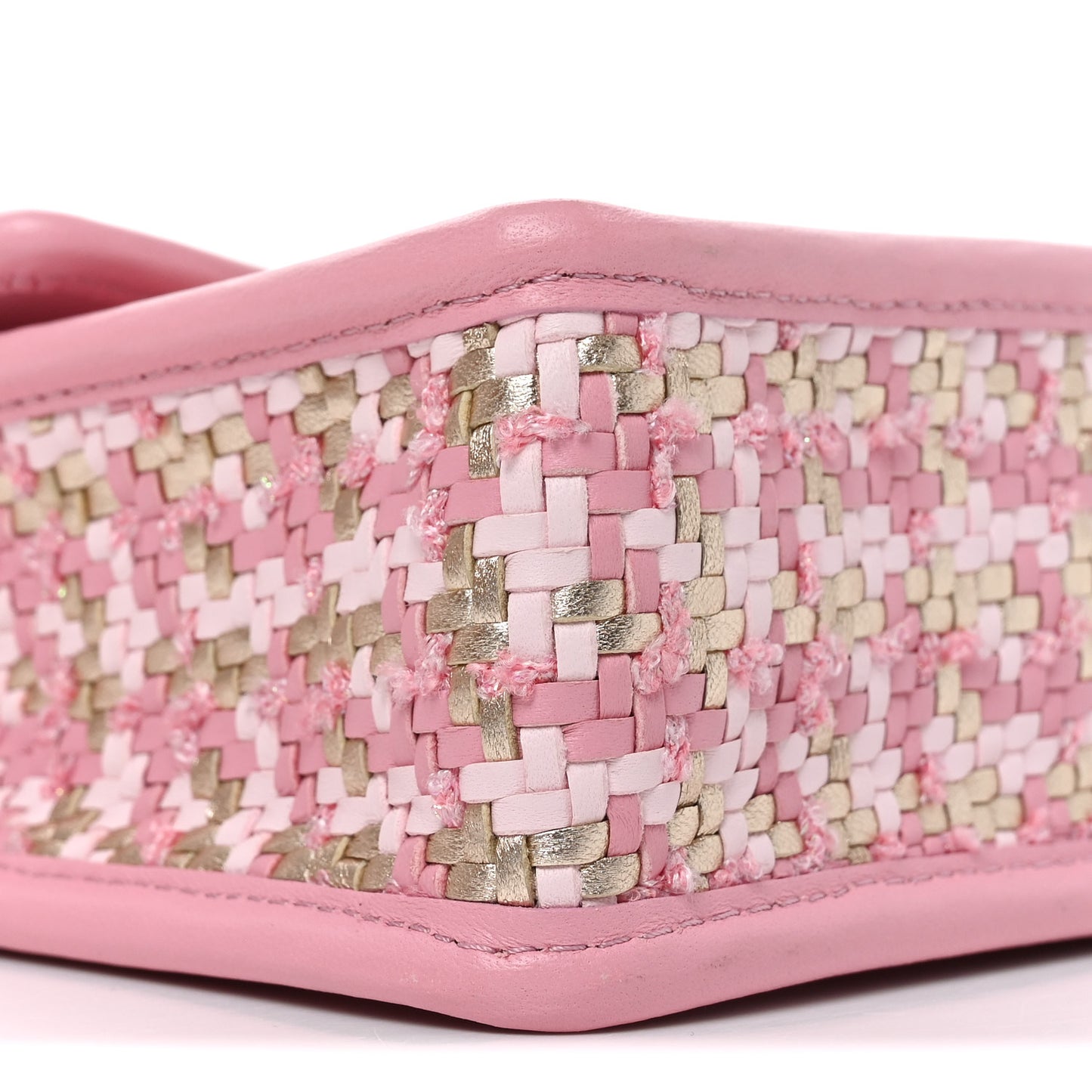 Metallic Lambskin Viscose Woven Flap Pink Gold
