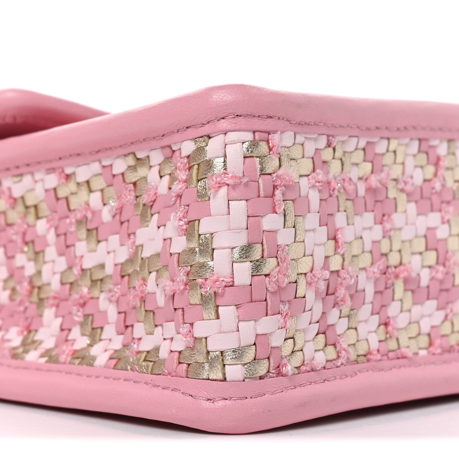Chanel Metallic Lambskin Viscose Woven Flap Pink Gold 9 of 11