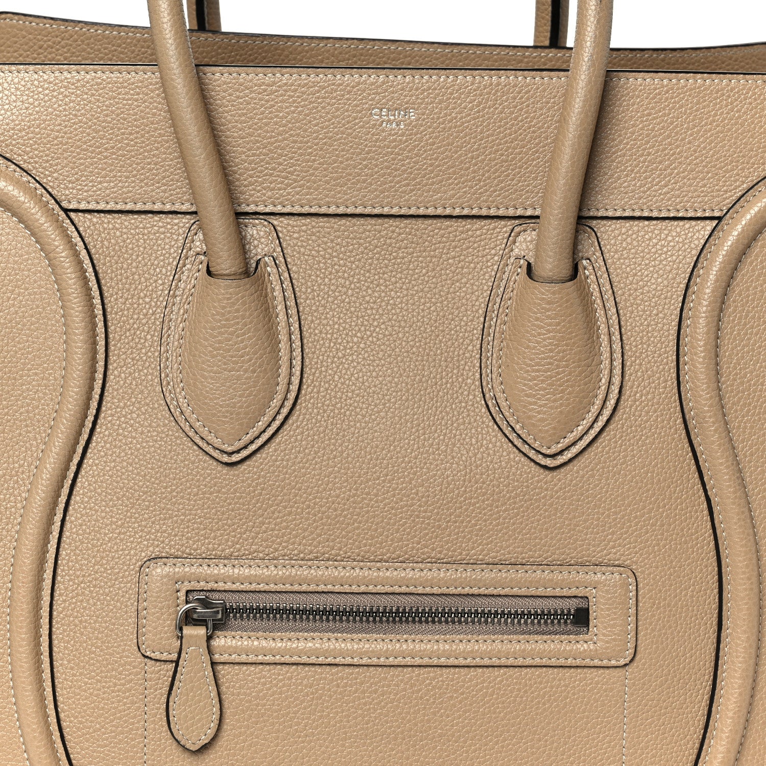 Celine Drummed Calfskin Mini Luggage Dune 9 of 11