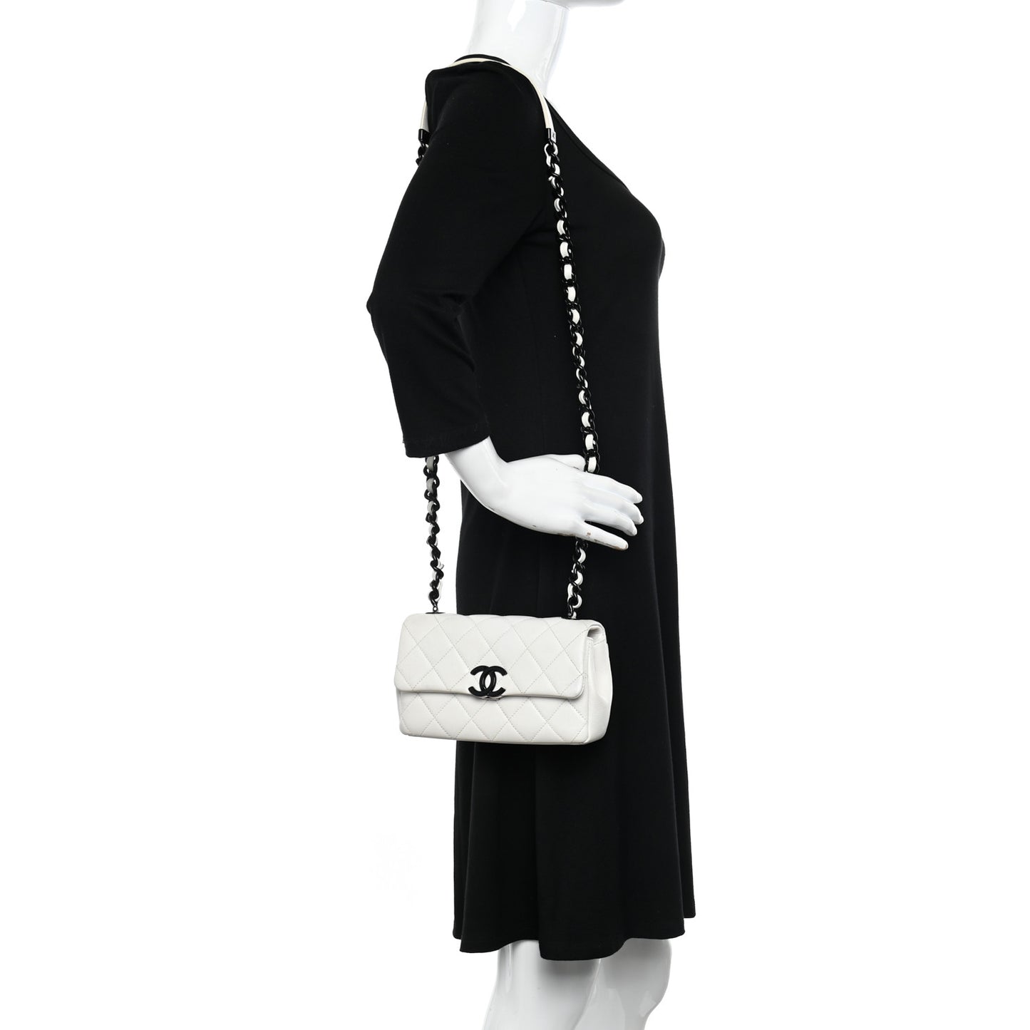 Caviar Quilted My Everything Small Flap White Black