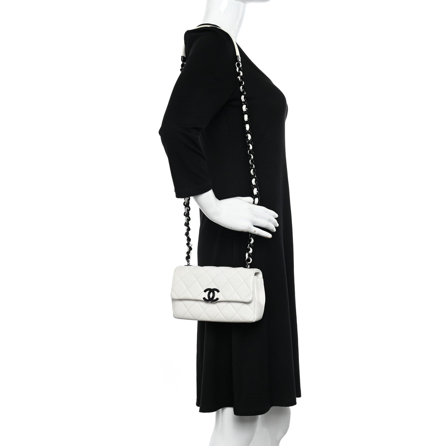 Chanel Caviar Quilted My Everything Small Flap White Black 2 of 12
