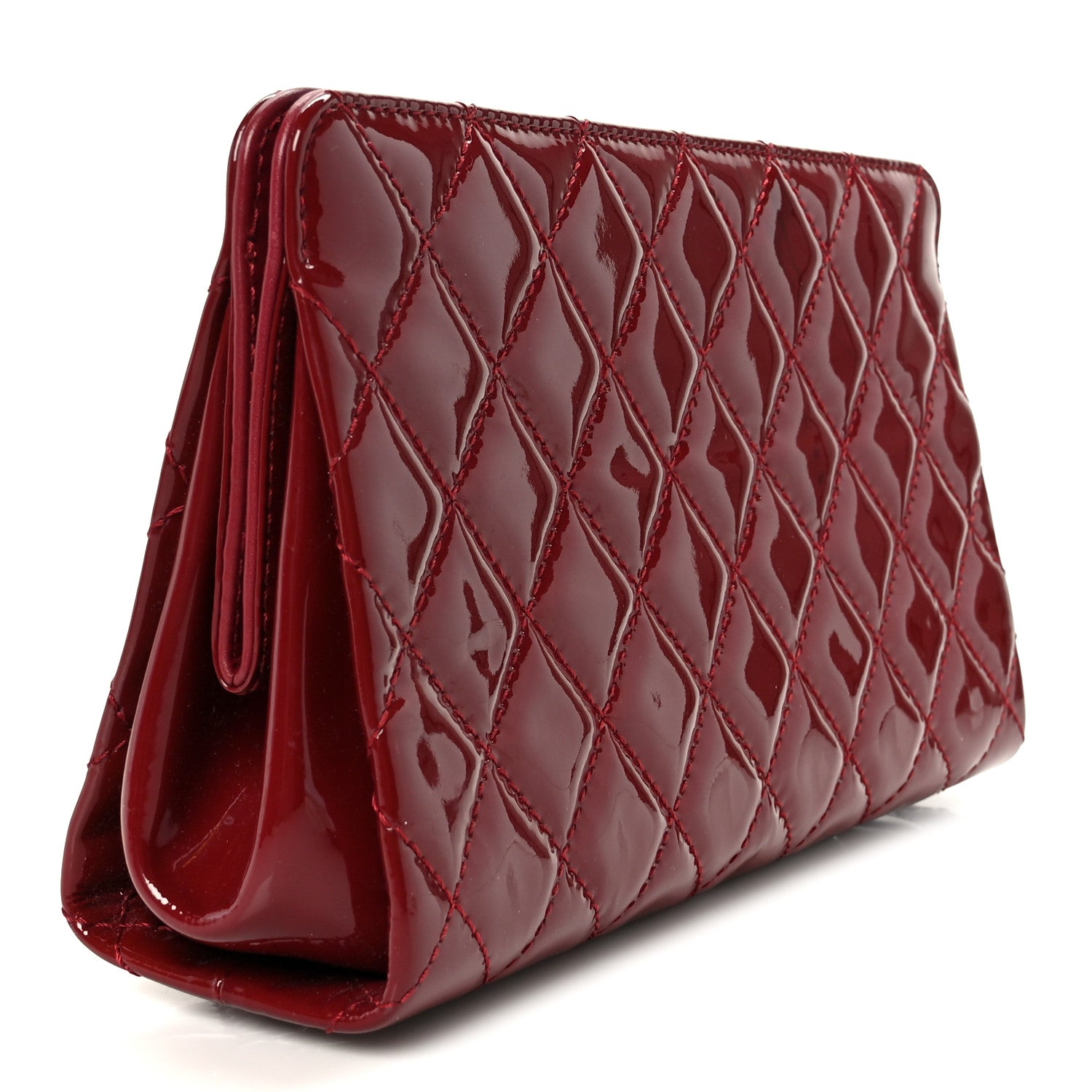 Chanel Patent CC Quilted Timeless Clutch Red 3 of 8