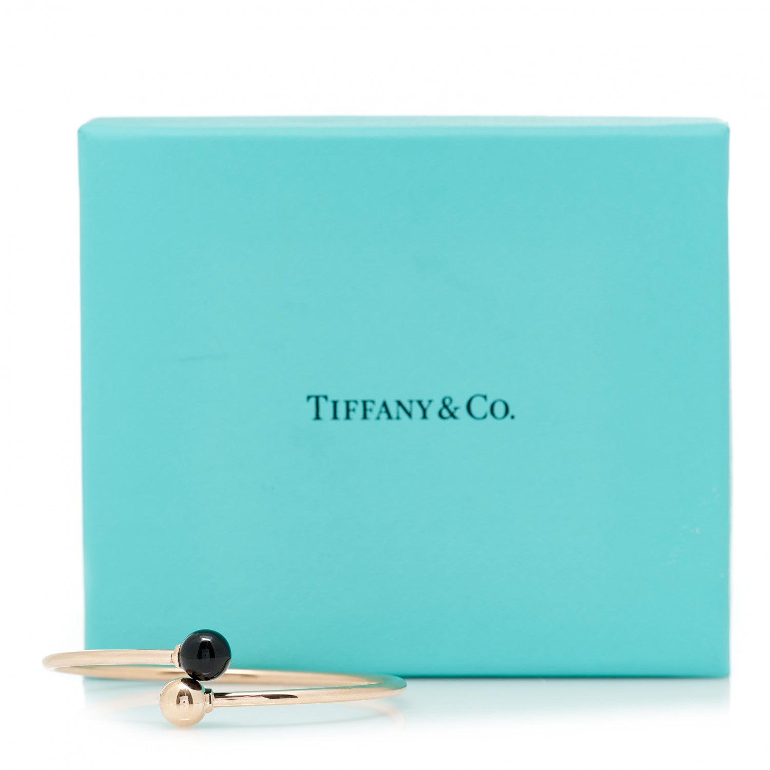 Tiffany 18K Rose Gold Black Onyx 8mm HardWear Ball Bypass Bracelet 4 of 4