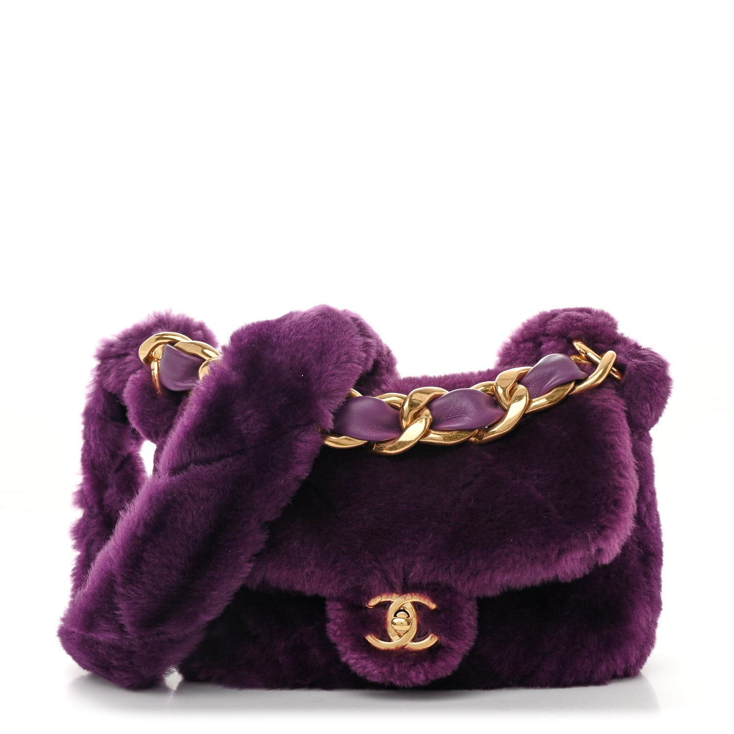 Chanel Shearling Lambskin Quilted Flap Purple 1 of 10