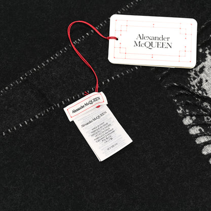 Alexander McQueen Wool McQueen Logo Scarf Black White 3 of 4